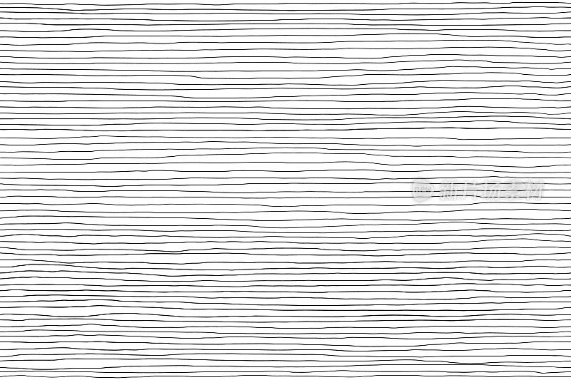 Seamless pattern of black lines on white, hand drawn lines abstract background